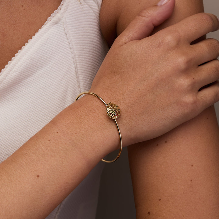 Custom Family Tree Round Birthstone Cuff Bracelet