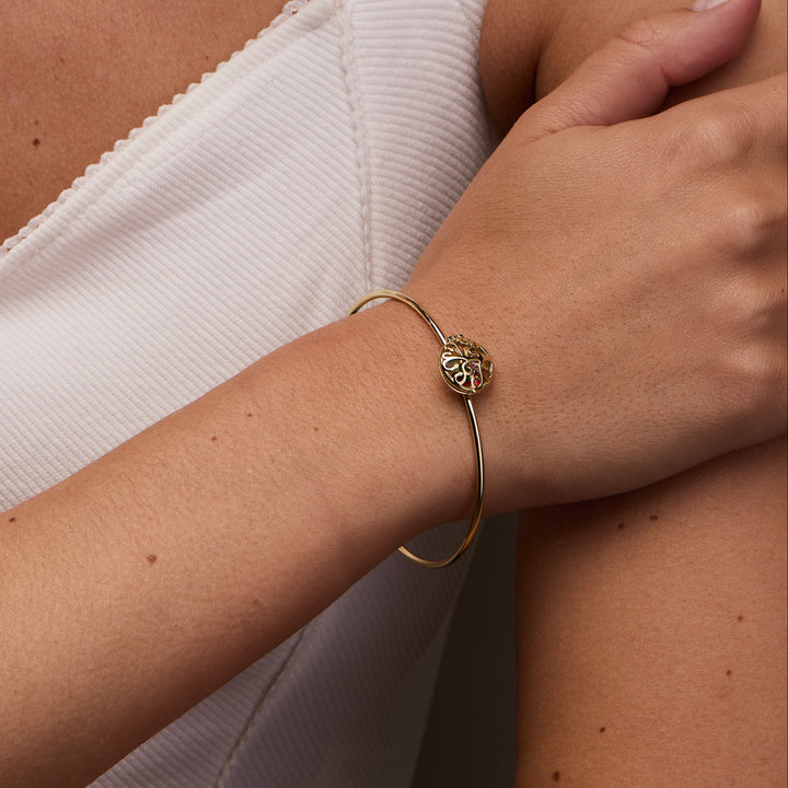Custom Family Tree Round Birthstone Cuff Bracelet