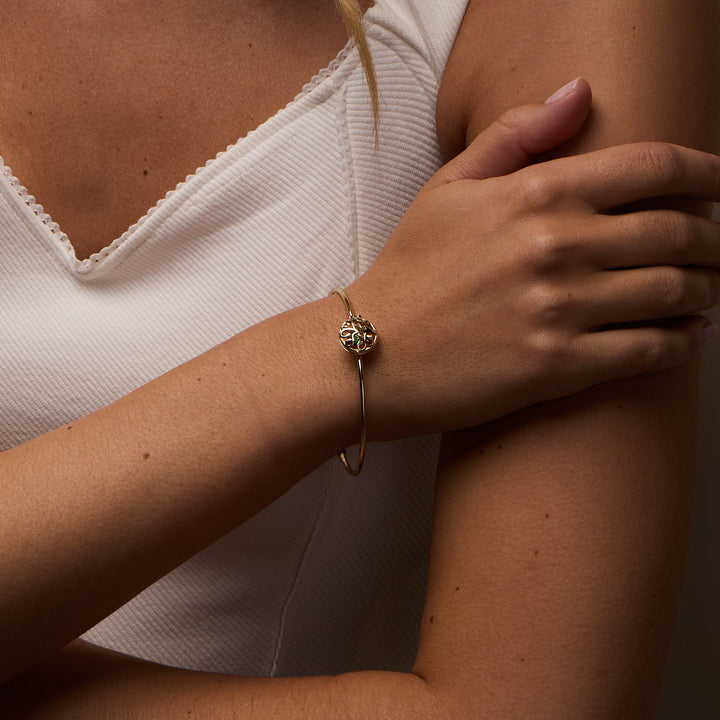 Custom Family Tree Round Birthstone Cuff Bracelet