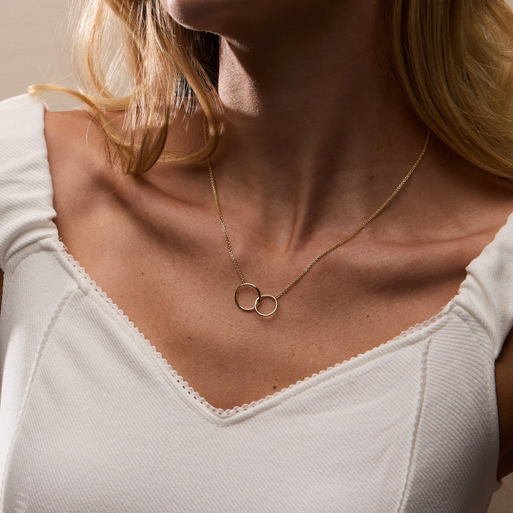 Three Generation Gold Eternity Interlocking Circle Necklace