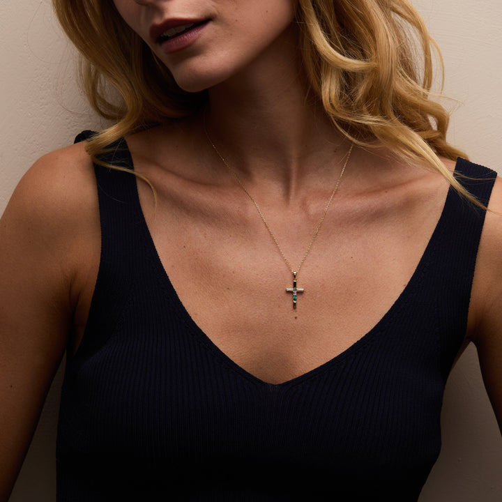 Custom Cross Birthstone Pendant