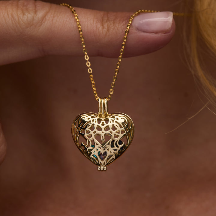 Custom Filigree Heart Birthstone Locket
