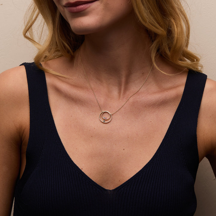 Custom Mother and Child Birthstone Circle Necklace