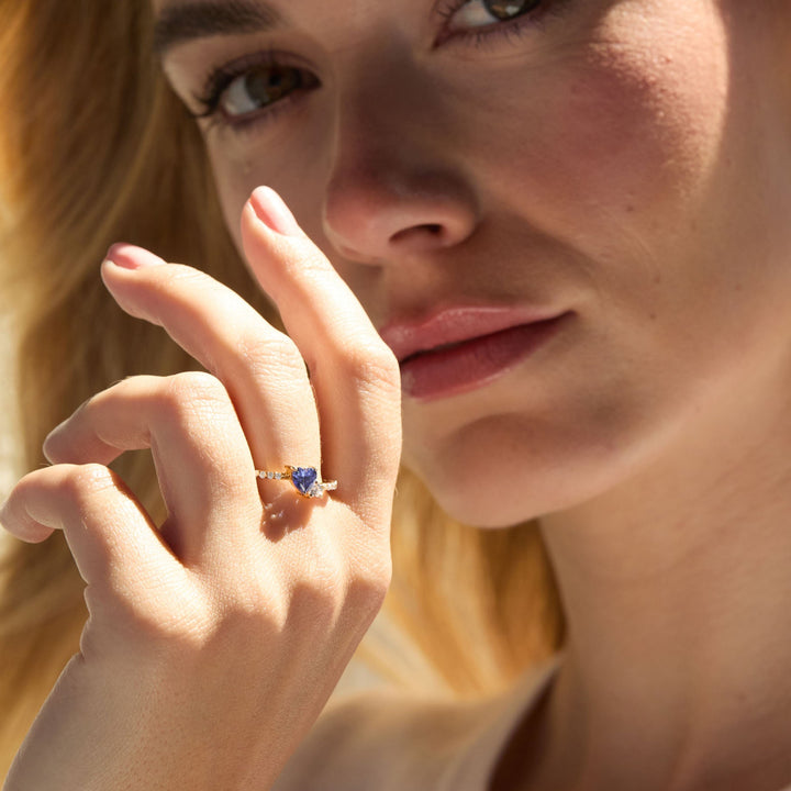 Custom Birthstone Double Heart Ring