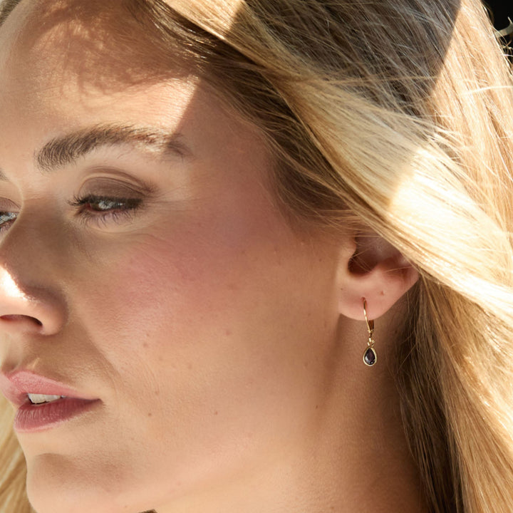 Custom Teardrop Birthstone Bezel Earrings