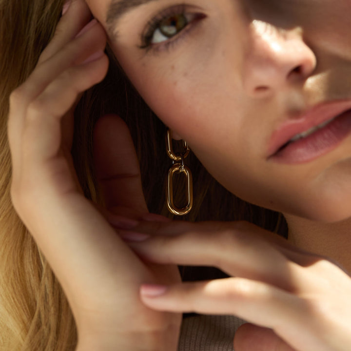 Two Tone Link Drop Earring
