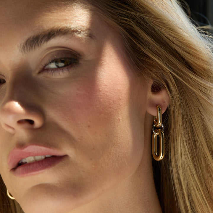 Two Tone Link Drop Earring