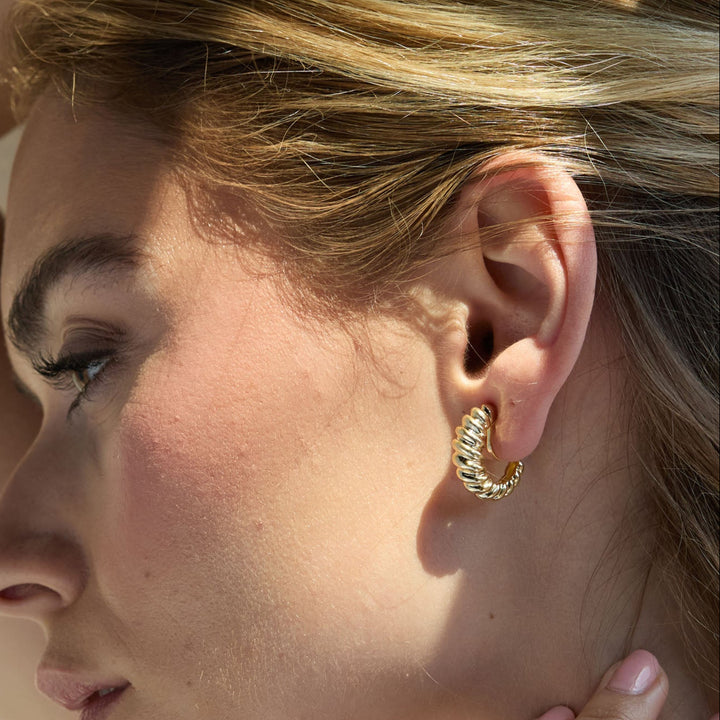 Waterproof Texture Hoop Clip On Earrings
