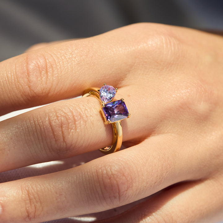 Gold Vermeil Bypass Birthstone Ring