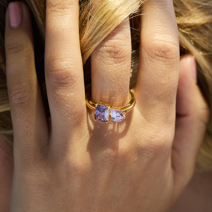 Gold Vermeil Bypass Birthstone Ring