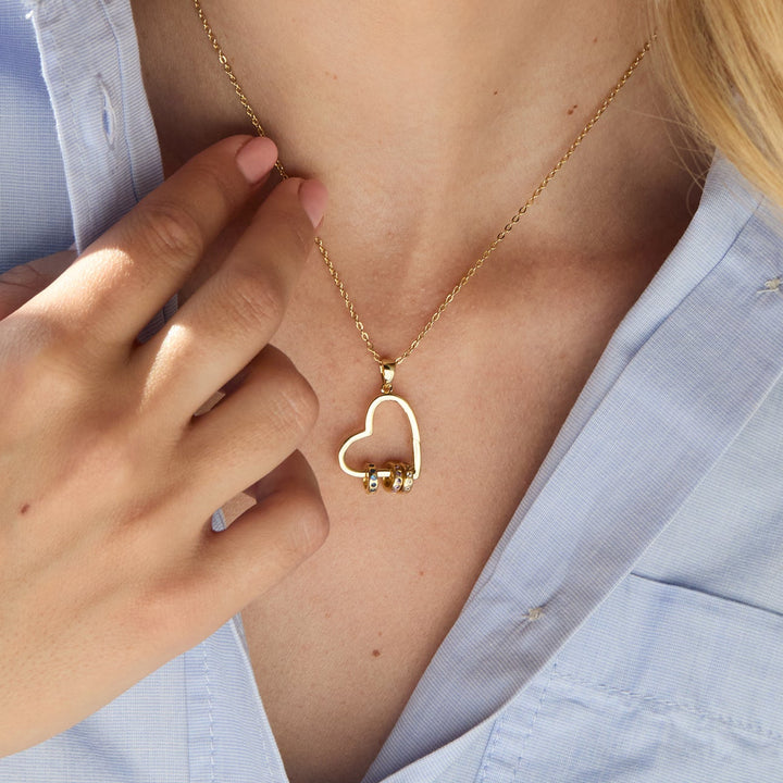 Custom Birthstone Open Heart Necklace