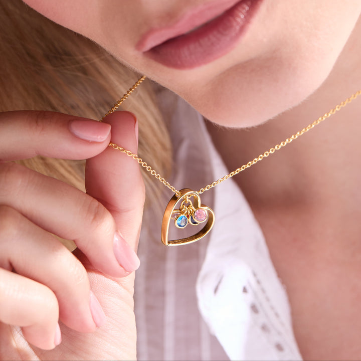 Custom Heart Birthstone Charm Pendant