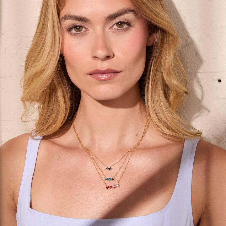 Custom Birthstone Bezel Set Necklace