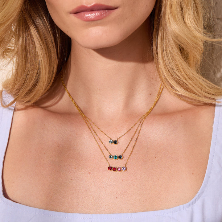 Custom Birthstone Bezel Set Necklace