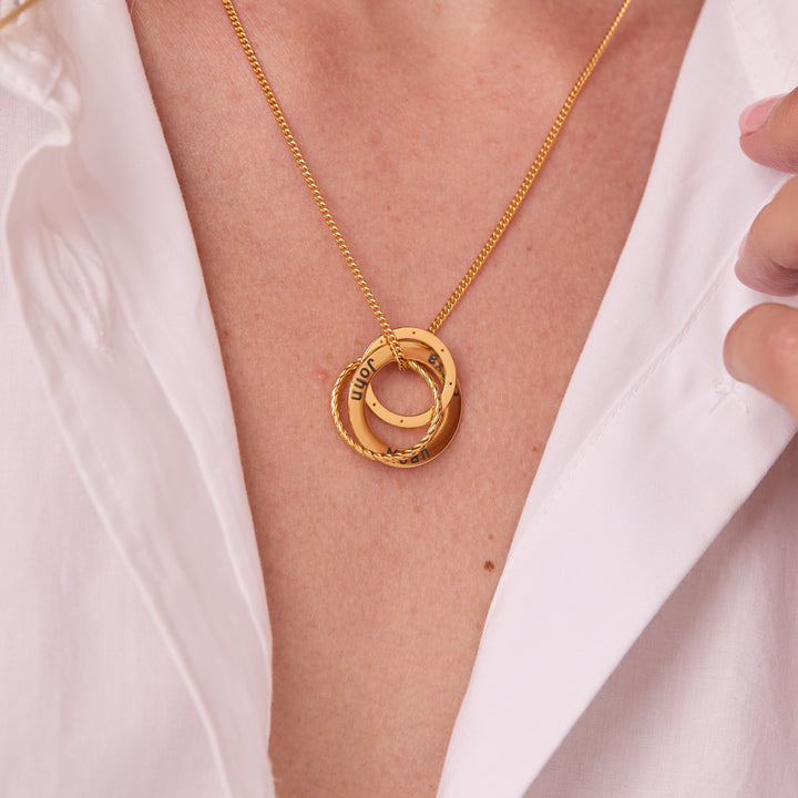 Engravable Interlocking Crystal Ring Necklace
