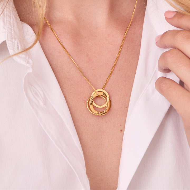 Engravable Interlocking Crystal Ring Necklace