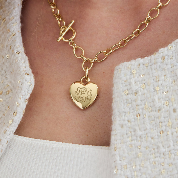 Engravable Heart Toggle Necklace