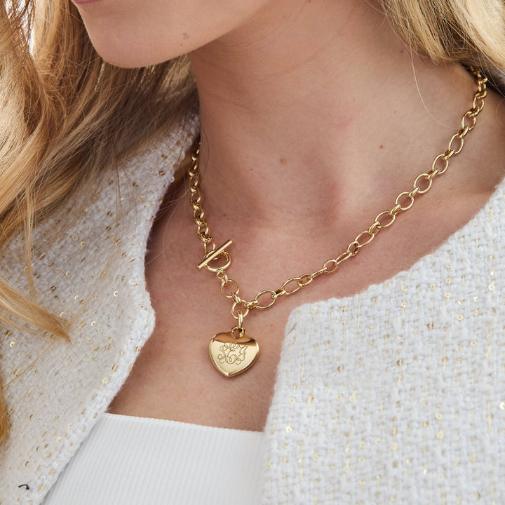 Engravable Heart Toggle Necklace