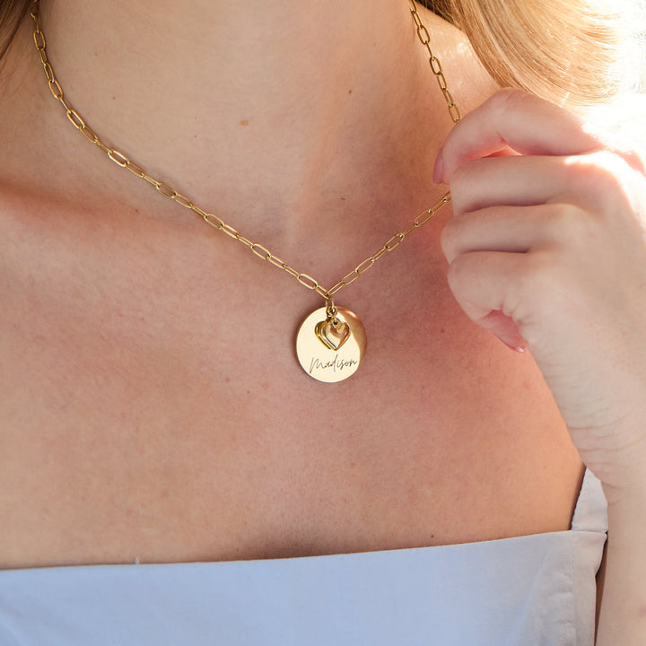 Engravable Name Heart Charm Necklace