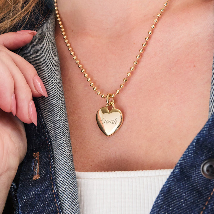 Engravable Heart Charm Necklace