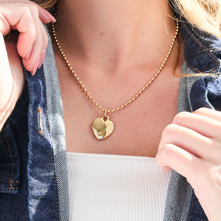 Engravable Heart Charm Necklace