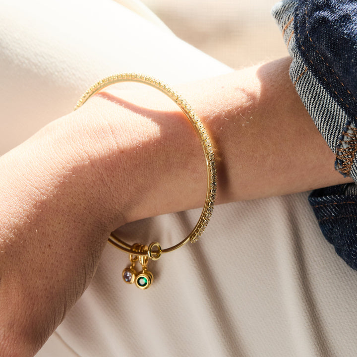 CZ Tennis Birthstone Charm Bangle