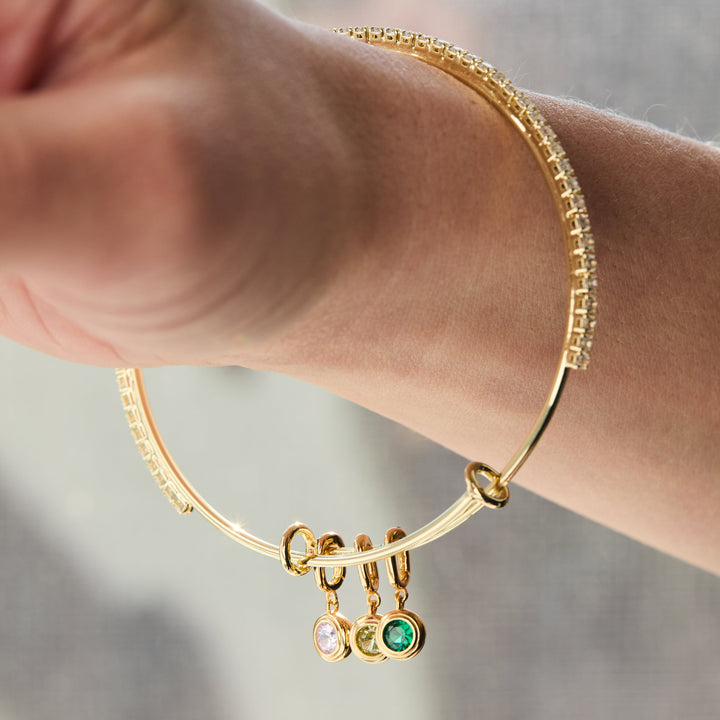 CZ Tennis Birthstone Charm Bangle