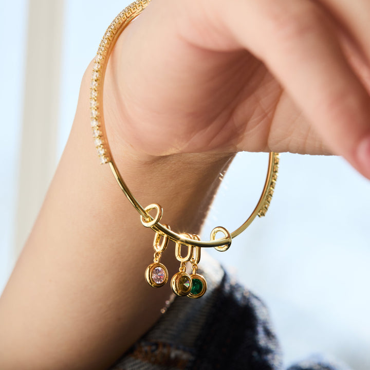 CZ Tennis Birthstone Charm Bangle