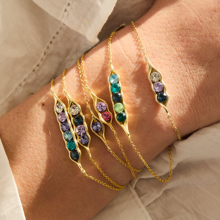 Custom Birthstone Pea in a Pod Bracelet