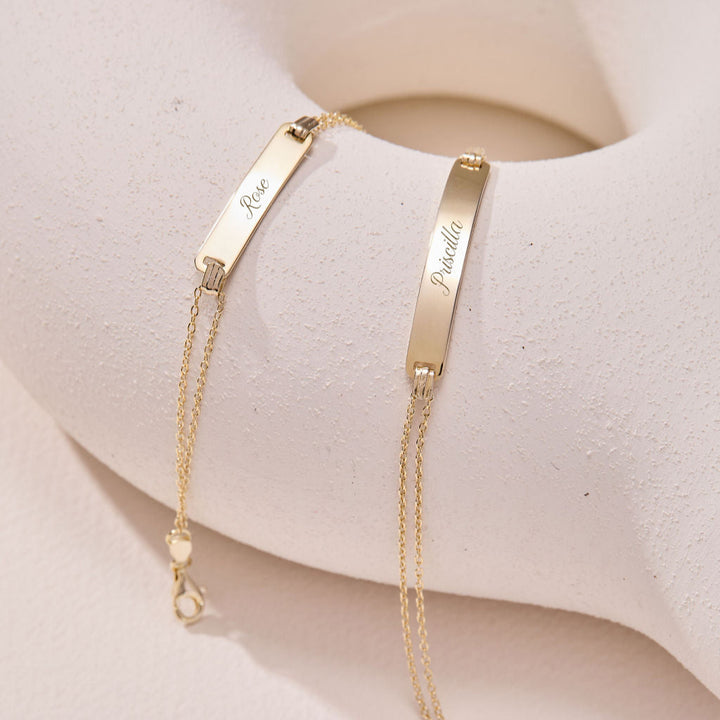Mom & Baby Engravable Name Bracelet Set