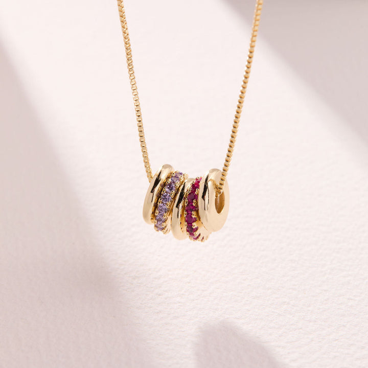 Stackable Custom Birthstone Ring Charm Necklace