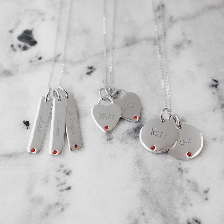 Close to the Heart Sterling Silver Triple Birthstone Tag Pendant