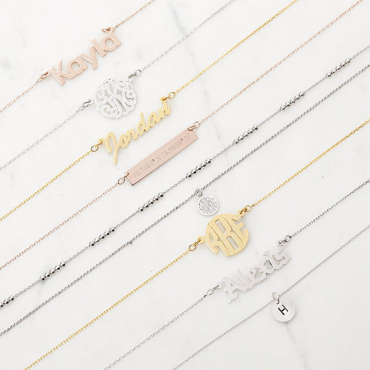 Thin Script Style Gold Nameplate Necklace