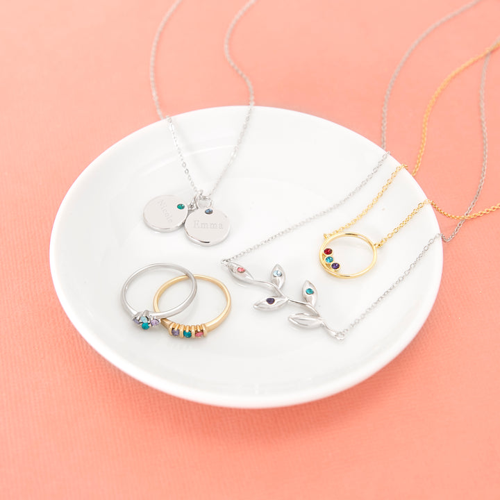 Petite 4 Stone Birthstone Silver Ring