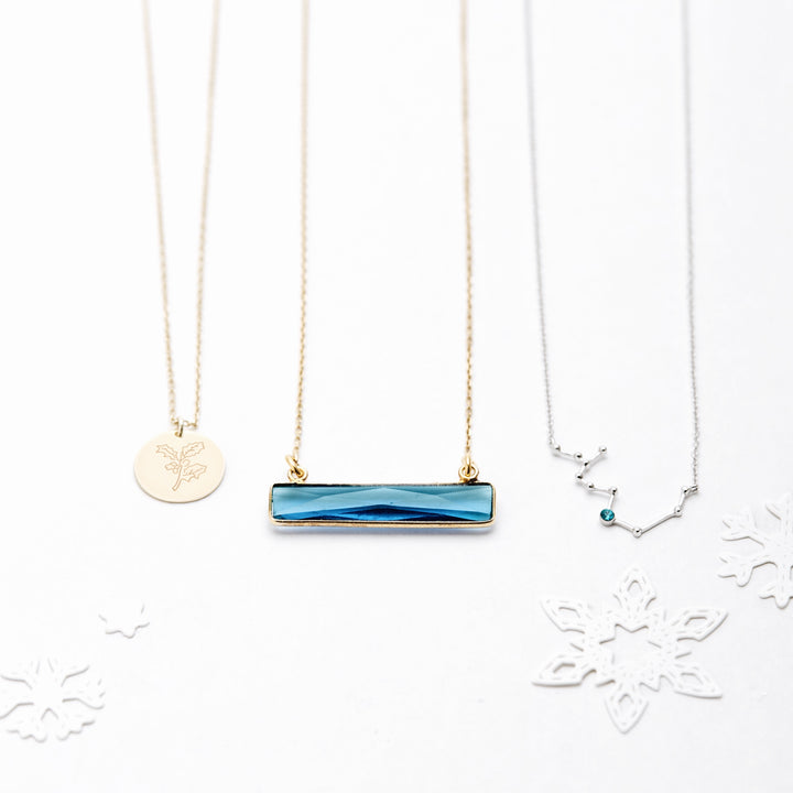 Gold December Flower Pendant - Holly