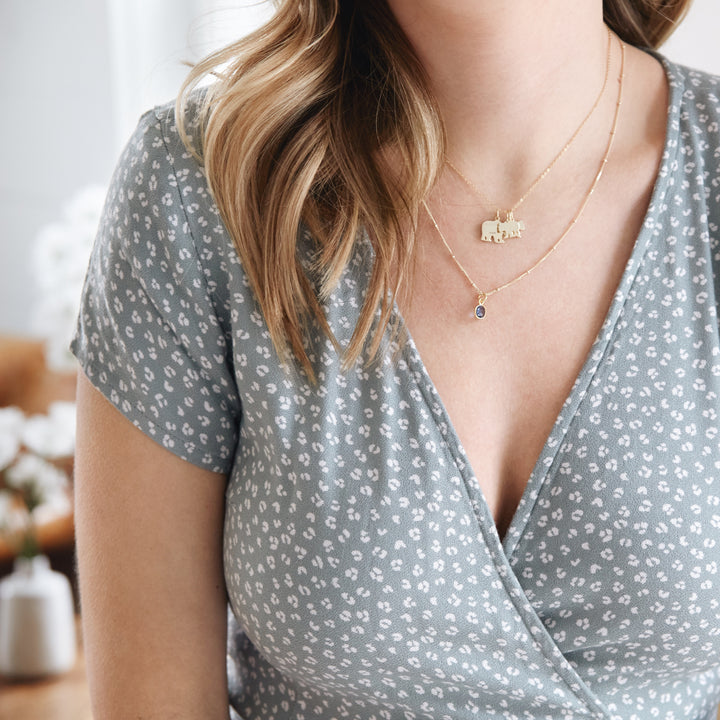 Custom Mama and Baby Bear Gold Necklace