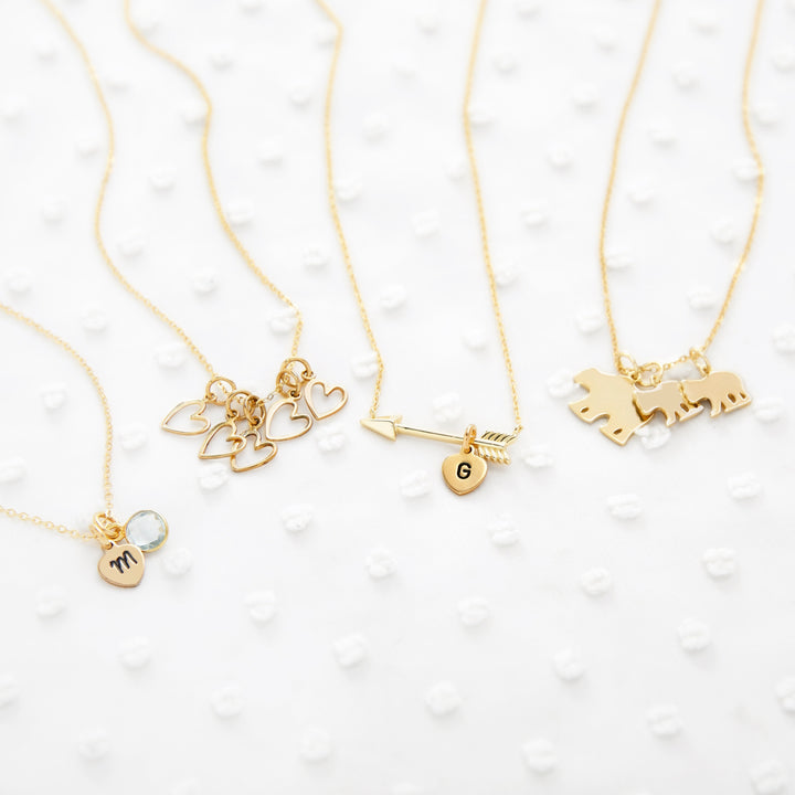 Custom Mama and Two Baby Bears Gold Necklace