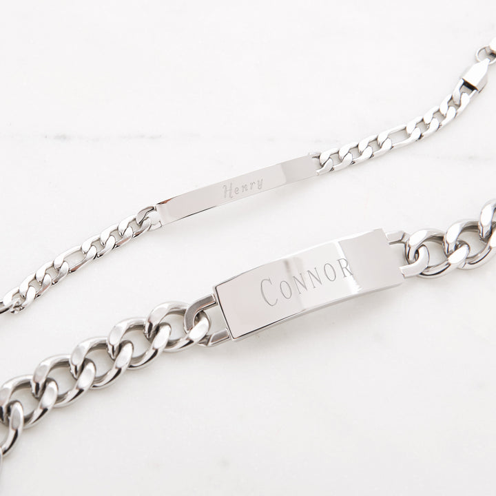 Slim Figaro Link Stainless Steel ID Bracelet