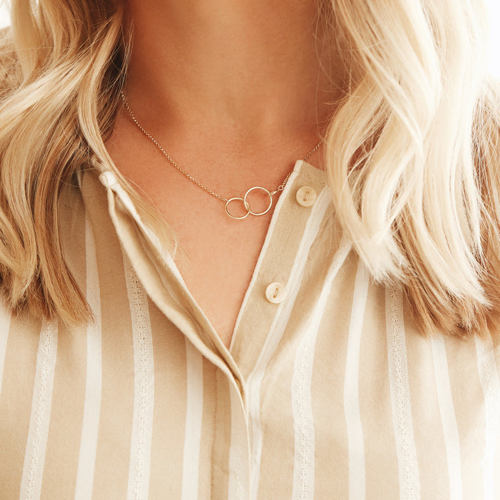 Two Generation Gold Eternity Interlocking Circle Necklace