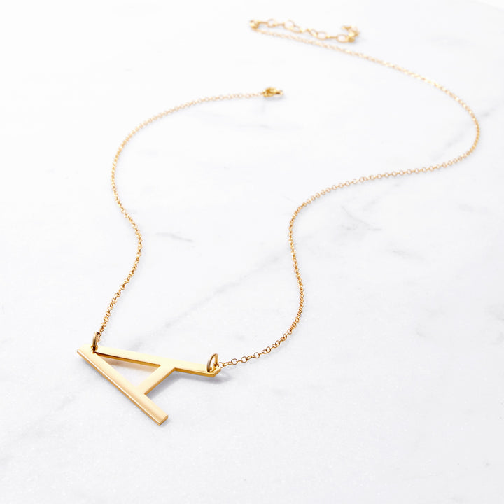 Gold Oversize Sideways Initial Necklace