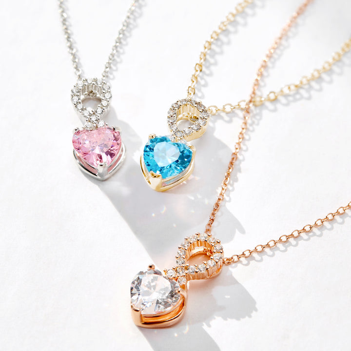 Infinity Custom Heart Birthstone Rose Gold Necklace
