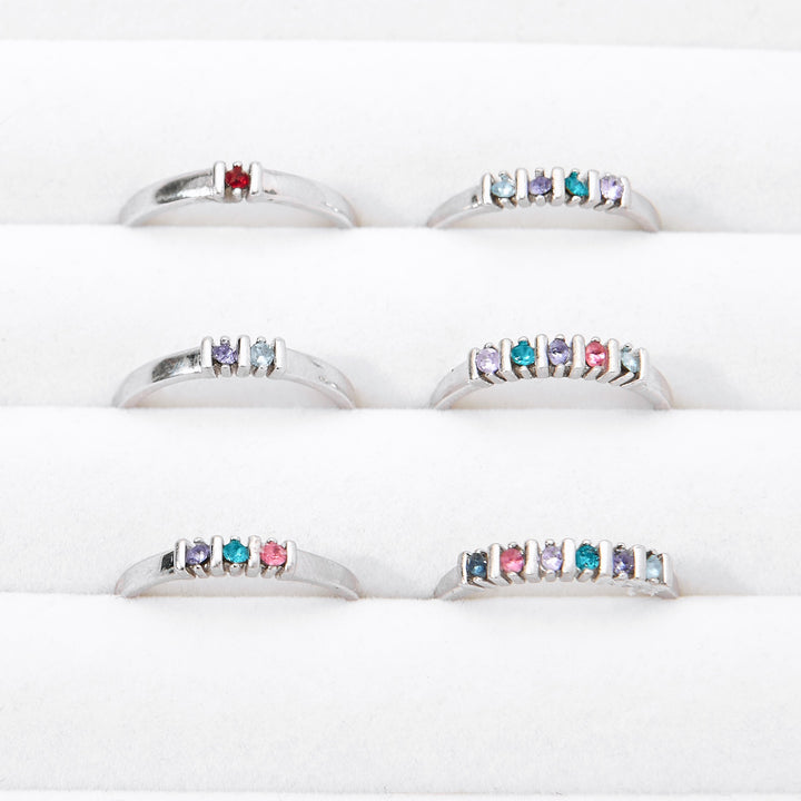 2 Stone Birthstone Silver Eternity Ring