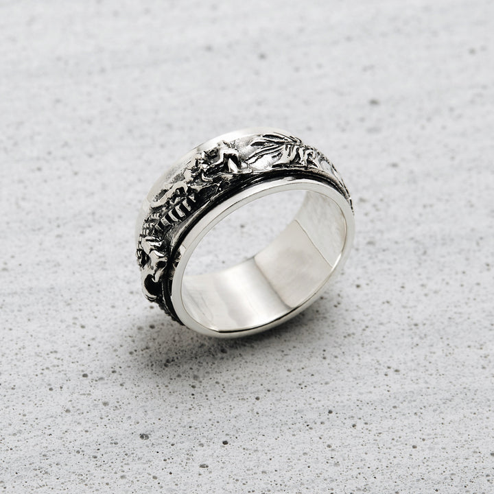 Sterling Silver Dragon Spinner Ring