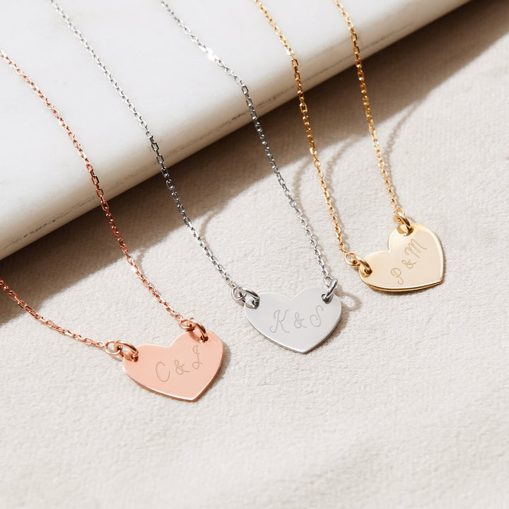 Engravable Rose Gold Heart Necklace