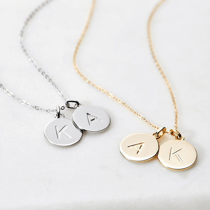 Two Initial Disc Necklace