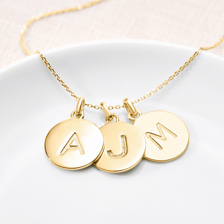 Three Initial Disc Necklace