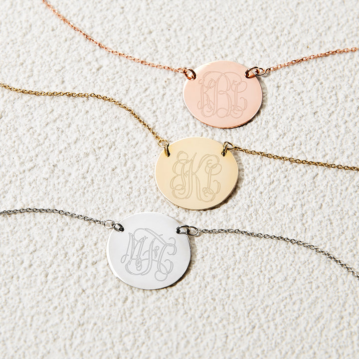 Engravable Gold Disc Necklace
