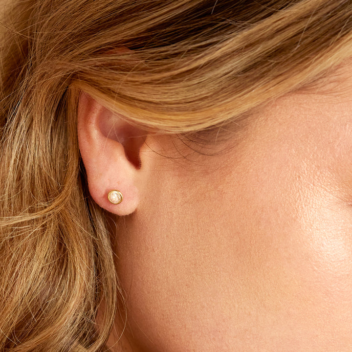 14K Gold Round Bezel CZ 5mm Stud Earrings