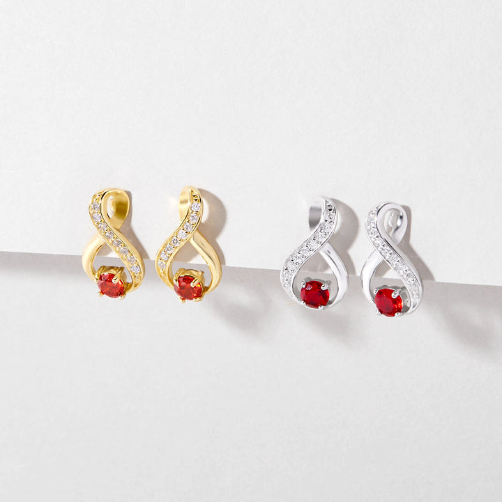 Sterling Silver Infinity Birthstone Earrings