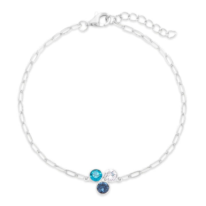 Custom Paperclip Chain Birthstone Flower Bezel Bracelet